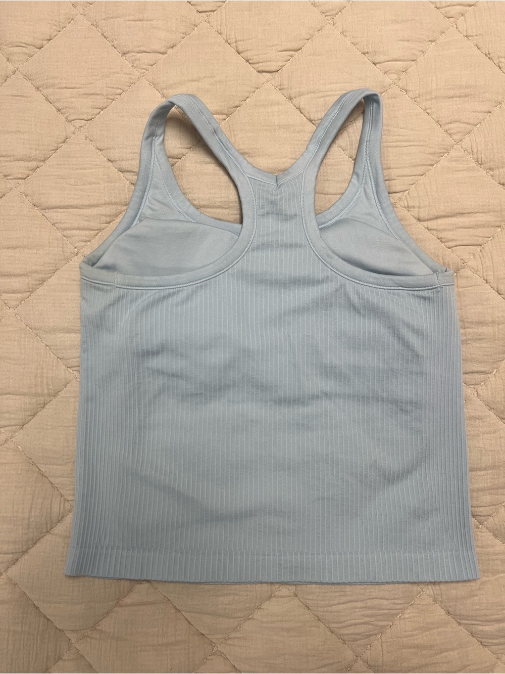 Sky Blue Ribbed Racerback Tank - Picture 3 of 3